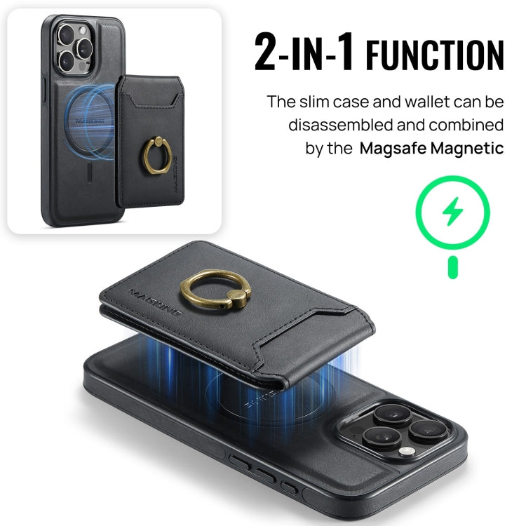 For iPhone 13 DG.MING K1 MagSafe Detachable Wallet RFID Back Cover Phone Case(Black) - free shipping - PMC Jewellery - Order now!