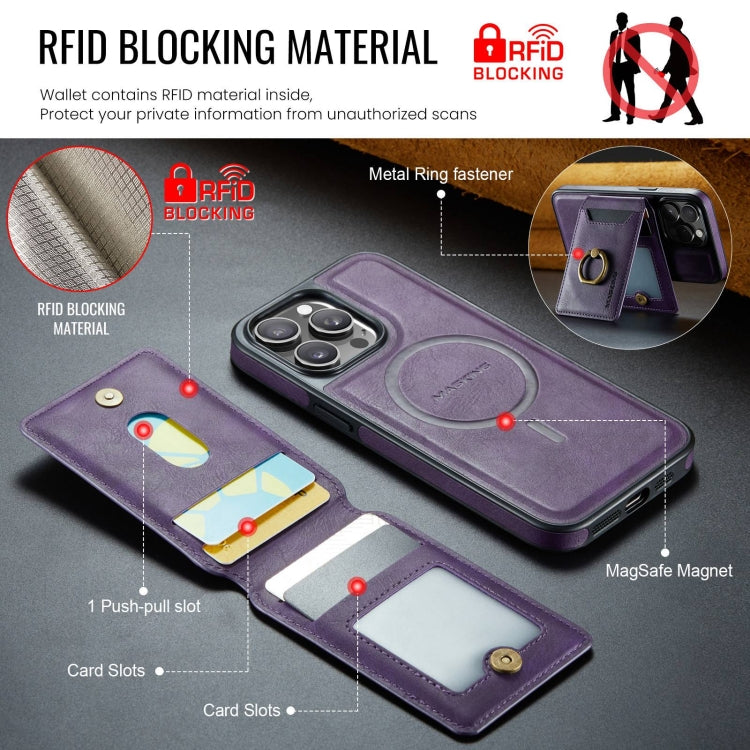 For iPhone 13 DG.MING K1 MagSafe Detachable Wallet RFID Back Cover Phone Case(Purple) - free shipping - PMC Jewellery - Order now!