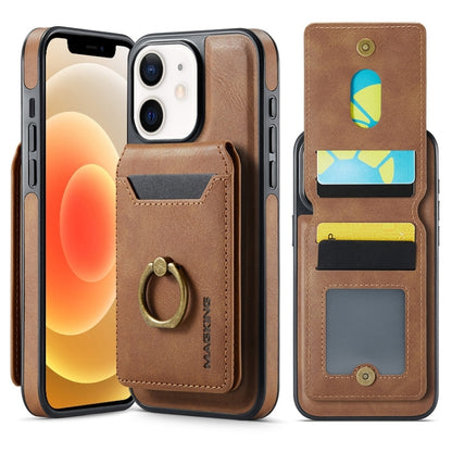 For iPhone 12 DG.MING K1 MagSafe Detachable Wallet RFID Back Cover Phone Case(Brown) - iPhone 12 / 12 Pro Cases by DG.MING | Online Shopping South Africa | PMC Jewellery | Buy Now Pay Later Mobicred