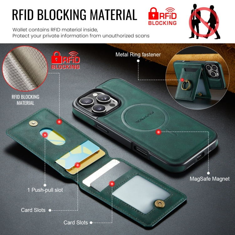 For iPhone 16 Pro Max DG.MING K1 MagSafe Detachable Wallet RFID Back Cover Phone Case(Green) - iPhone 16 Pro Max Cases by DG.MING | Online Shopping South Africa | PMC Jewellery | Buy Now Pay Later Mobicred