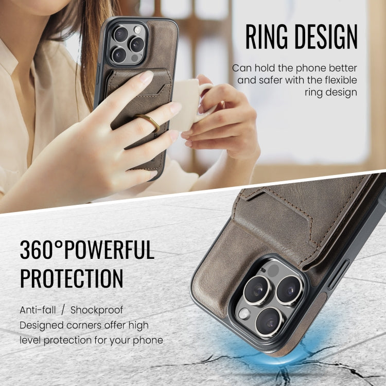 For iPhone 16 Pro DG.MING K1 MagSafe Detachable Wallet RFID Back Cover Phone Case(Coffee) - iPhone 16 Pro Cases by DG.MING | Online Shopping South Africa | PMC Jewellery | Buy Now Pay Later Mobicred