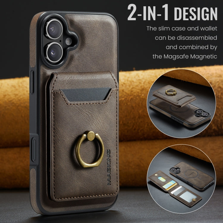 For iPhone 16 Plus DG.MING K1 MagSafe Detachable Wallet RFID Back Cover Phone Case(Coffee) - free shipping - PMC Jewellery - Order now!