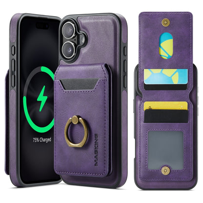 For iPhone 16 Plus DG.MING K1 MagSafe Detachable Wallet RFID Back Cover Phone Case(Purple) - iPhone 16 Plus Cases by DG.MING | Online Shopping South Africa | PMC Jewellery | Buy Now Pay Later Mobicred