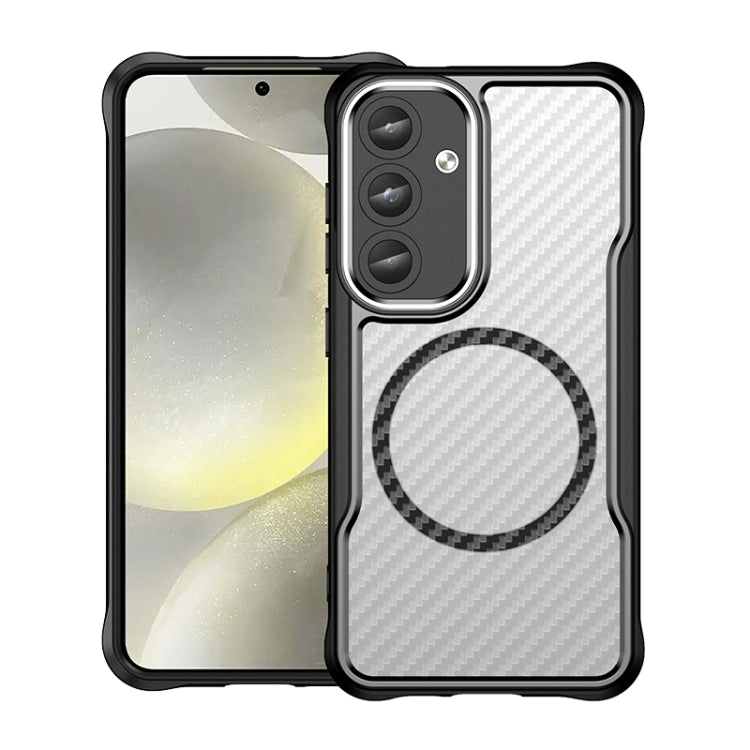 For Samsung Galaxy S25 5G Carbon Fiber Texture MagSafe Translucent Phone Case(Black) - free shipping - PMC Jewellery - Order now!