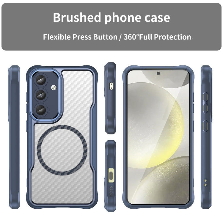 For Samsung Galaxy S25 5G Carbon Fiber Texture MagSafe Translucent Phone Case(Blue) - Galaxy S25 5G Cases by PMC Jewellery | Online Shopping South Africa | PMC Jewellery | Buy Now Pay Later Mobicred