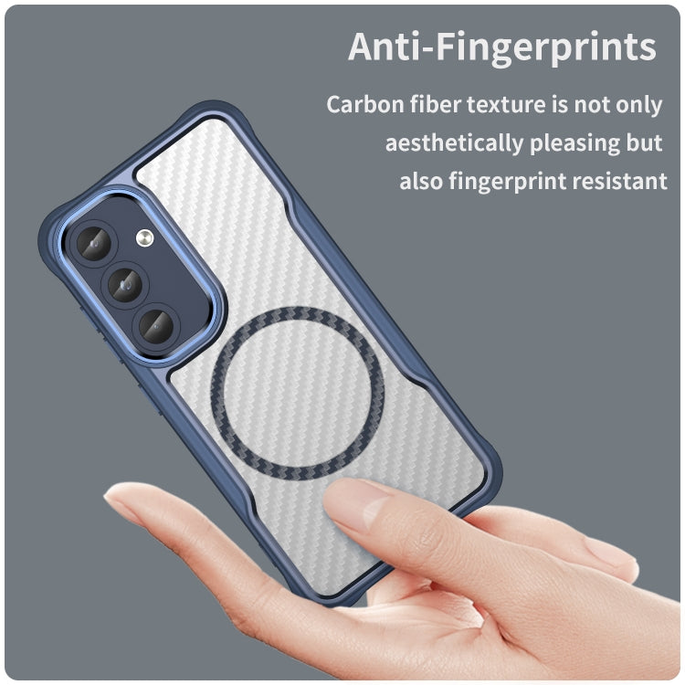 For Samsung Galaxy S25 5G Carbon Fiber Texture MagSafe Translucent Phone Case(Blue) - Galaxy S25 5G Cases by PMC Jewellery | Online Shopping South Africa | PMC Jewellery | Buy Now Pay Later Mobicred