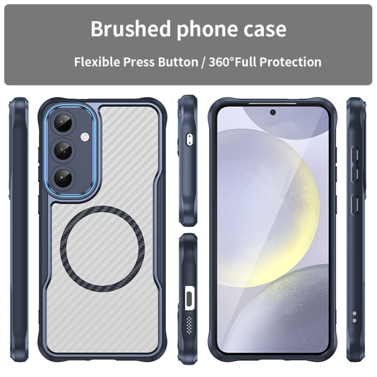 For Samsung Galaxy S25+ 5G Carbon Fiber Texture MagSafe Translucent Phone Case(Blue) - Galaxy S25+ 5G Cases by PMC Jewellery | Online Shopping South Africa | PMC Jewellery | Buy Now Pay Later Mobicred