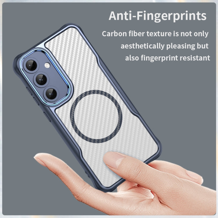 For Samsung Galaxy S25+ 5G Carbon Fiber Texture MagSafe Translucent Phone Case(Blue) - Galaxy S25+ 5G Cases by PMC Jewellery | Online Shopping South Africa | PMC Jewellery | Buy Now Pay Later Mobicred