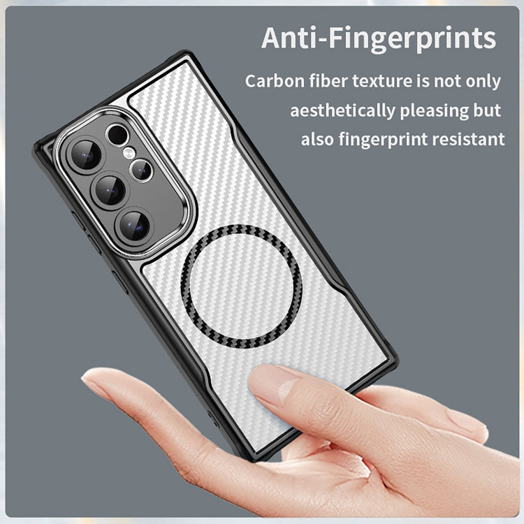 For Samsung Galaxy S25 Ultra 5G Carbon Fiber Texture MagSafe Translucent Phone Case(Black) - Galaxy S25 Ultra 5G Cases by PMC Jewellery | Online Shopping South Africa | PMC Jewellery | Buy Now Pay Later Mobicred