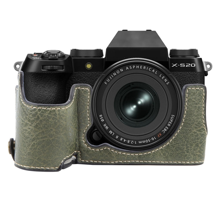 For FUJIFILM X-S20 Buffalo Texture PU Leather Camera Half Case Base(Green) - Half Case by PMC TechLife | Online Shopping South Africa | PMC TechLife | Buy Now Pay Later Mobicred
