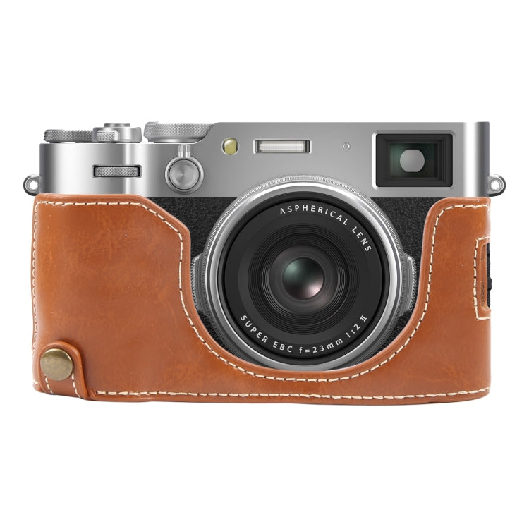 For FUJIFILM X100VI Glossy PU Leather Camera Half Case Base(Brown) - Half Case by PMC TechLife | Online Shopping South Africa | PMC TechLife | Buy Now Pay Later Mobicred