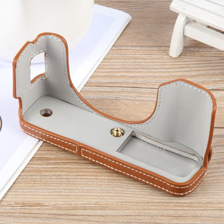 For FUJIFILM X100VI Glossy PU Leather Camera Half Case Base(Brown) - Half Case by PMC TechLife | Online Shopping South Africa | PMC TechLife | Buy Now Pay Later Mobicred