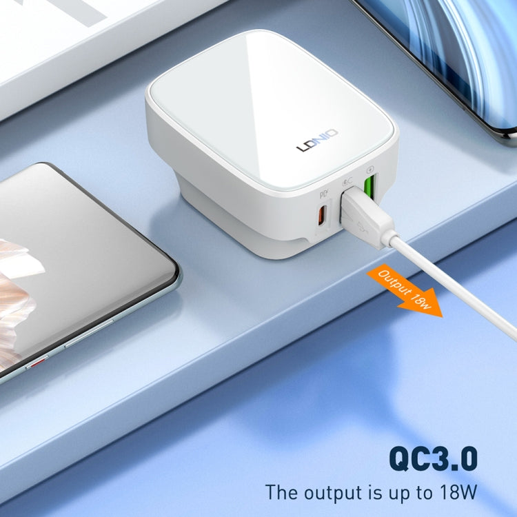 LDNIO Q334 32W Type-C + Dual USB Port Charger with 1m USB-C / Type-C to USB-C / Type-C Data Cable, Plug Type:UK Plug(White) - free shipping - PMC Jewellery - Order now!