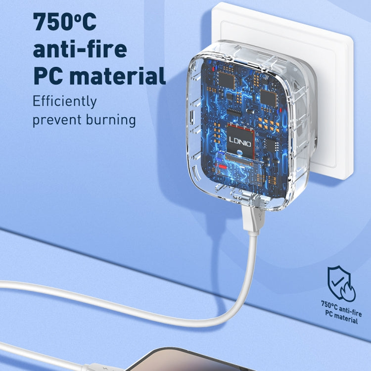 LDNIO Q334 32W Type-C + Dual USB Port Charger with 1m USB-C / Type-C to USB-C / Type-C Data Cable, Plug Type:UK Plug(White) - free shipping - PMC Jewellery - Order now!