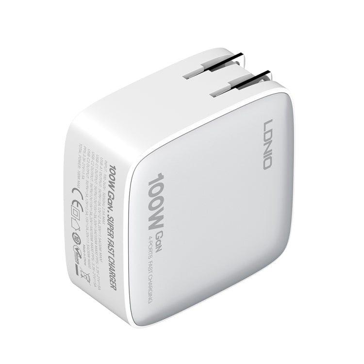 LDNIO Q408 100W GaN USB+3 USB-C / Type-C Interface Charger with 1m 100W USB-C / Type-C to USB-C / Type-C Data Cable, Plug Type:US Plug(White) - free shipping - PMC Jewellery - Order now!