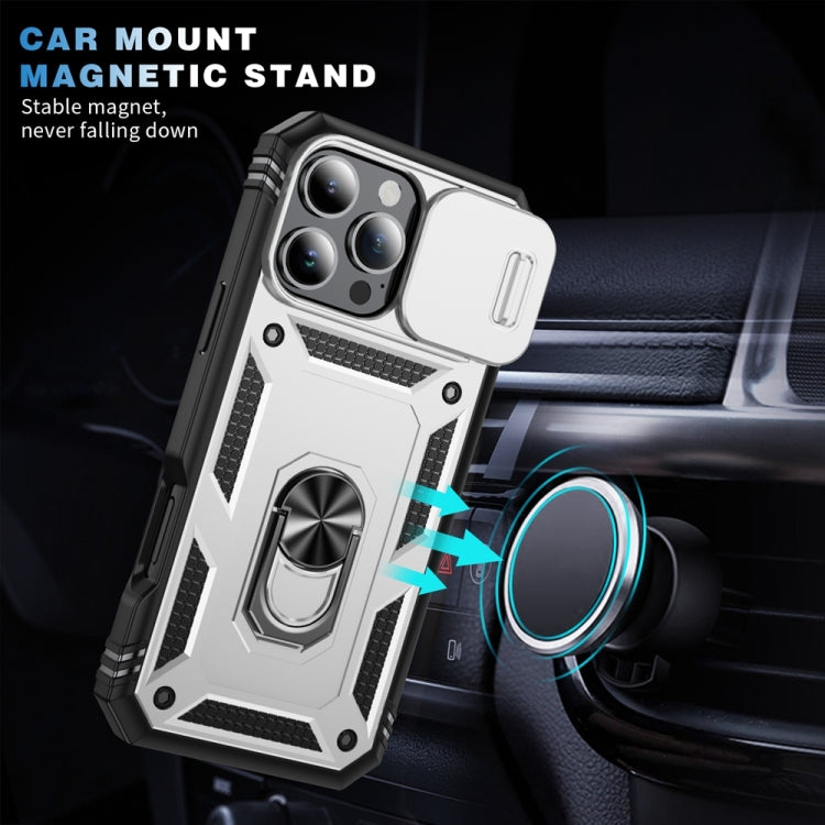 For iPhone 16 Pro Max Sliding Camshield TPU + PC Phone Case with Holder(White+Black) - iPhone 16 Pro Max Cases by PMC TechLife | Online Shopping South Africa | PMC TechLife | Buy Now Pay Later Mobicred