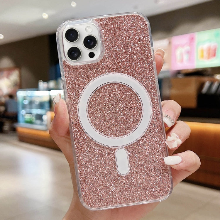 For iPhone 16 Pro Acrylic Transparent Glitter MagSafe Phone Case(Pink) - iPhone 16 Pro Cases by PMC Jewellery | Online Shopping South Africa | PMC Jewellery | Buy Now Pay Later Mobicred