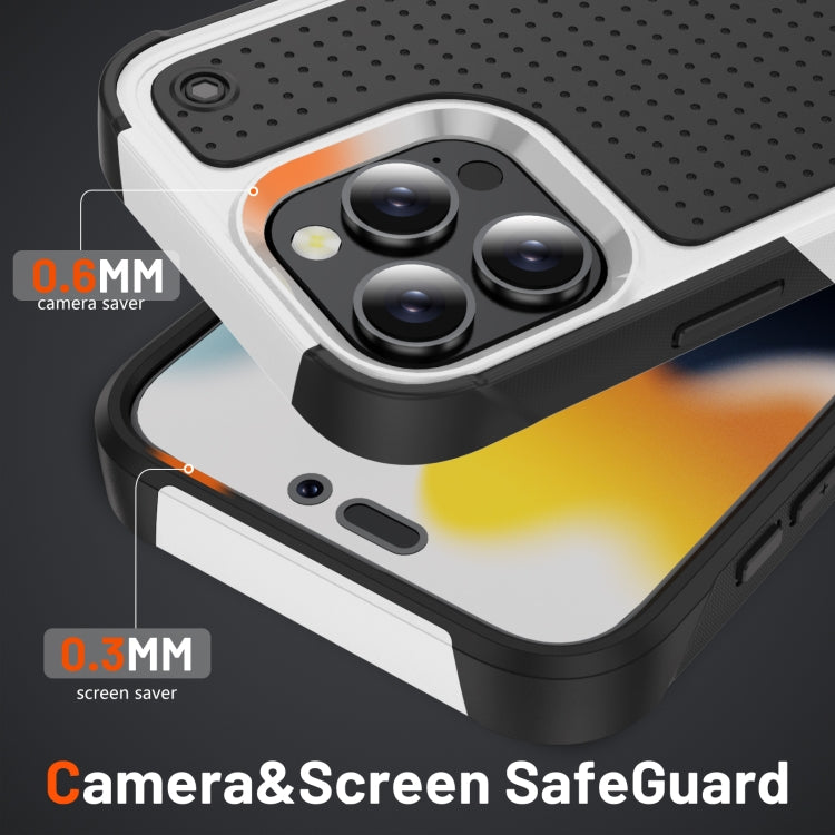 For iPhone 16 Pro Max PC + TPU Shockproof Protective Phone Case(White+Black) - free shipping - PMC Jewellery - Order now!