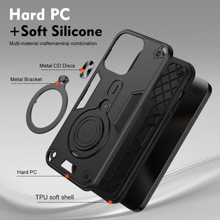 For Samsung Galaxy S25+ 5G Metal Ring 360 Degree Rotating Holder PC Hybrid TPU Phone Case(Black) - Galaxy S25+ 5G Cases by PMC Jewellery | Online Shopping South Africa | PMC Jewellery | Buy Now Pay Later Mobicred