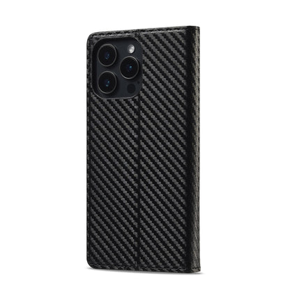 For iPhone 16 Pro Max LC.IMEEKE Carbon Fiber Leather Phone Case(Vertical Black) - iPhone 16 Pro Max Cases by LC.IMEEKE | Online Shopping South Africa | PMC Jewellery | Buy Now Pay Later Mobicred