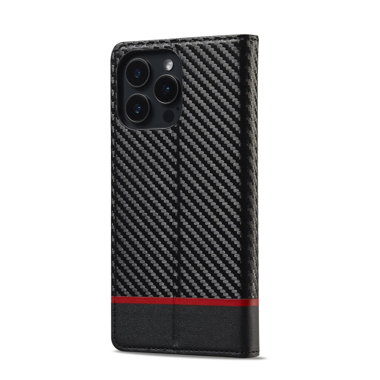 For iPhone 16 Pro LC.IMEEKE Carbon Fiber Leather Phone Case(Horizontal Black) - iPhone 16 Pro Cases by LC.IMEEKE | Online Shopping South Africa | PMC Jewellery | Buy Now Pay Later Mobicred