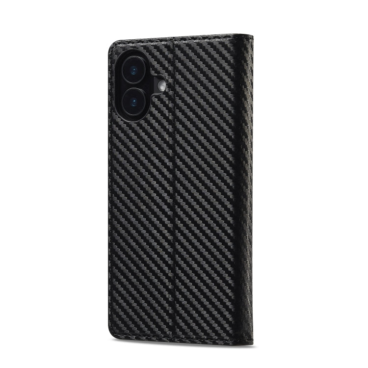 For iPhone 16 Plus LC.IMEEKE Carbon Fiber Leather Phone Case(Vertical Black) - iPhone 16 Plus Cases by LC.IMEEKE | Online Shopping South Africa | PMC Jewellery | Buy Now Pay Later Mobicred