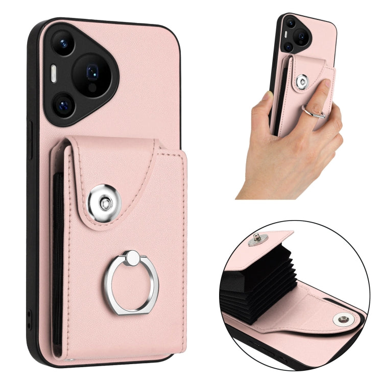 For Huawei Pura 70 Pro / 70 Pro+ Organ Card Bag Ring Holder Phone Case(Pink) - Huawei Cases by PMC Jewellery | Online Shopping South Africa | PMC Jewellery | Buy Now Pay Later Mobicred