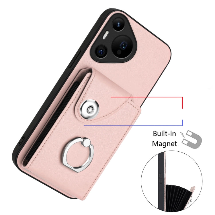 For Huawei Pura 70 Pro / 70 Pro+ Organ Card Bag Ring Holder Phone Case(Pink) - Huawei Cases by PMC Jewellery | Online Shopping South Africa | PMC Jewellery | Buy Now Pay Later Mobicred