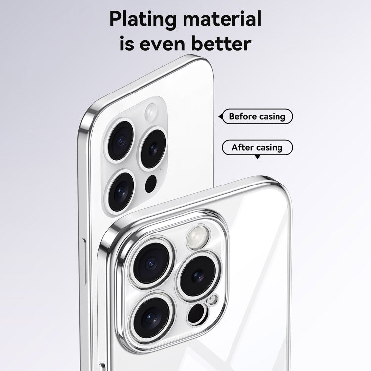 For iPhone 16 Pro SULADA  Electroplated Clear TPU Soft Frame Phone Case with Wrist Strap(Silver) - iPhone 16 Pro Cases by SULADA | Online Shopping South Africa | PMC Jewellery | Buy Now Pay Later Mobicred