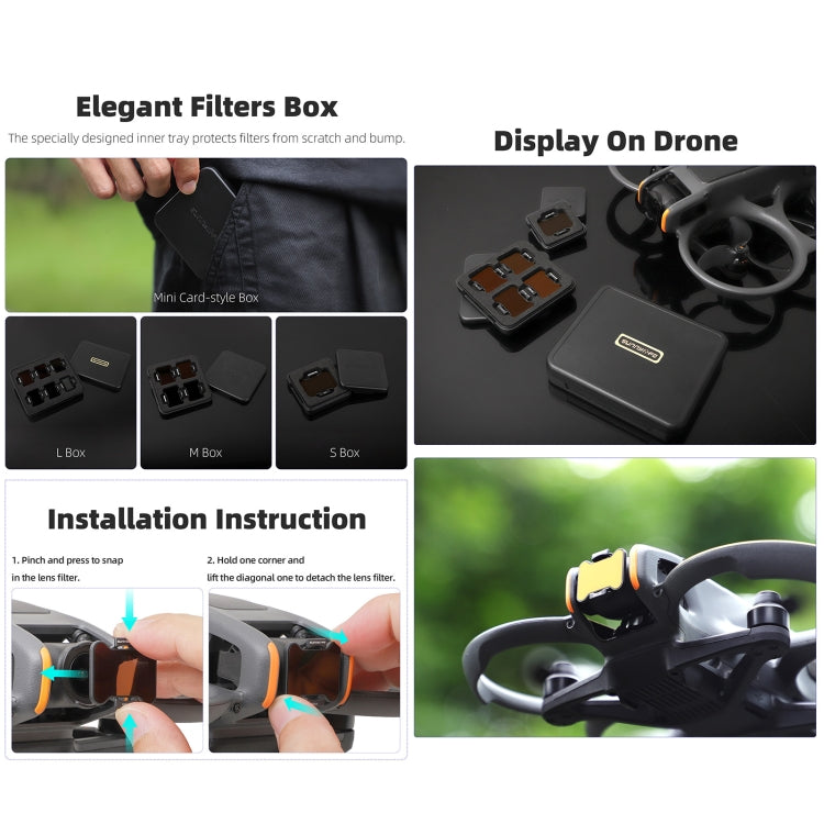 For DJI Avata 2 Sunnylife Camera Lens Filter, Filter:4 in 1 ND8/16/32/64 - free shipping - PMC TechLife - Order now!