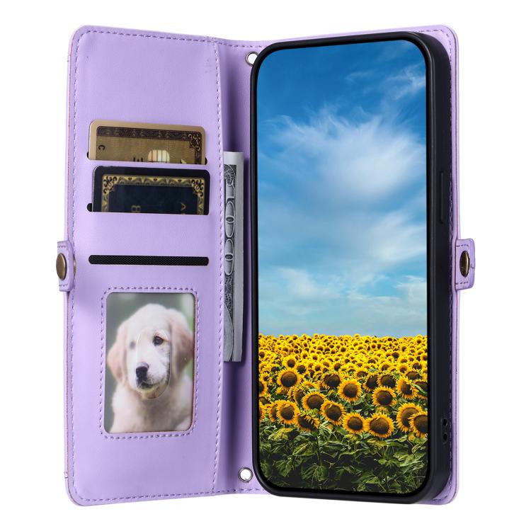 For iPhone 16e Wallet Multi-card Slot Leather Phone Case with Lanyard(Purple) - free shipping - PMC TechLife - Order now!