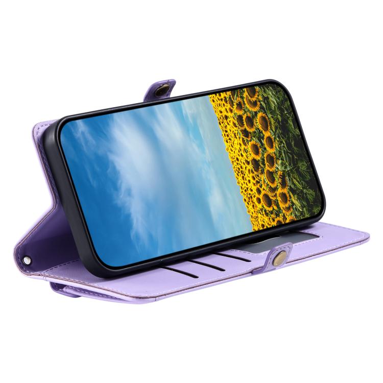 For iPhone 16e Wallet Multi-card Slot Leather Phone Case with Lanyard(Purple) - free shipping - PMC TechLife - Order now!