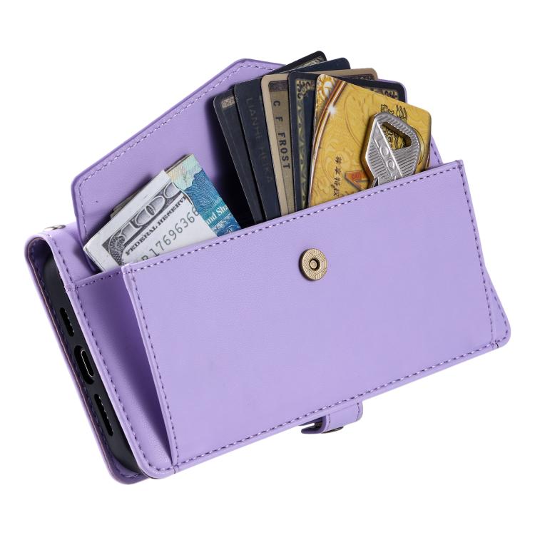 For iPhone 16e Wallet Multi-card Slot Leather Phone Case with Lanyard(Purple) - free shipping - PMC TechLife - Order now!