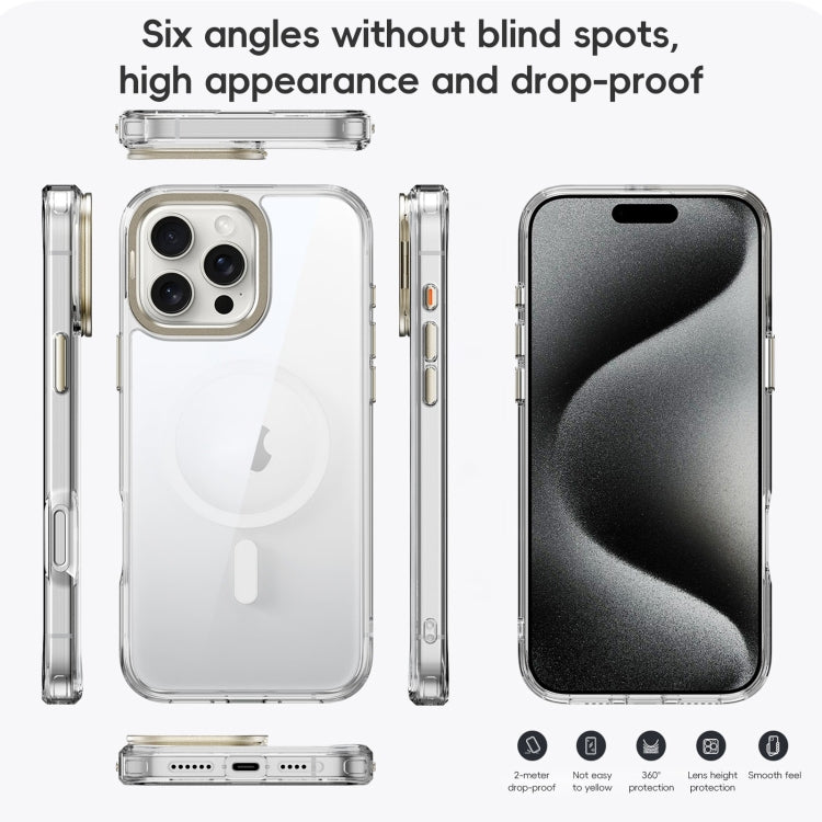 For iPhone 16 Pro Mirror Crystal Clear Lens Holder MagSafe Magnetic Phone Case(Transparent Grey) - iPhone 16 Pro Cases by PMC Jewellery | Online Shopping South Africa | PMC Jewellery | Buy Now Pay Later Mobicred