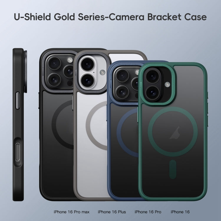 For iPhone 16 Pro Max Frosted Lens Holder MagSafe Magnetic Phone Case(Grey) - free shipping - PMC Jewellery - Order now!