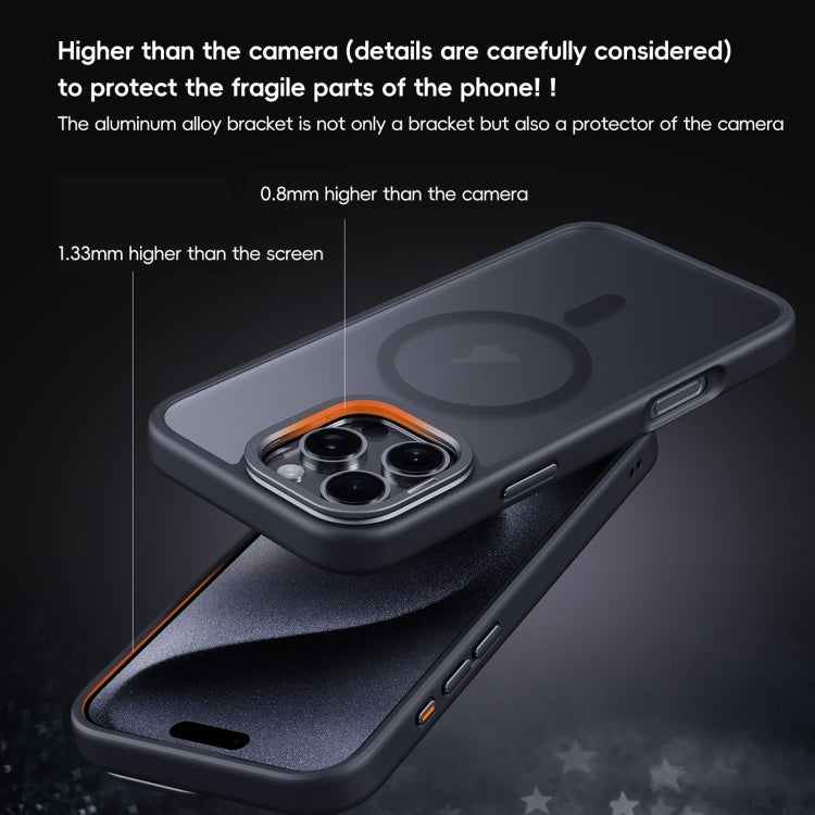 For iPhone 16 Pro Max Frosted Lens Holder MagSafe Magnetic Phone Case(Grey) - free shipping - PMC Jewellery - Order now!