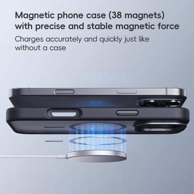 For iPhone 16 Pro Max Frosted Lens Holder MagSafe Magnetic Phone Case(Grey) - free shipping - PMC Jewellery - Order now!