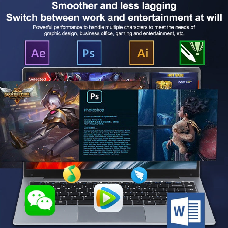 14 inch Windows 11 Laptop, 8GB+128GB, Gen 4th Intel Core i3 CPU, 180 Degree Rotation Axis(Silver) - free shipping - PMC Jewellery - Order now!