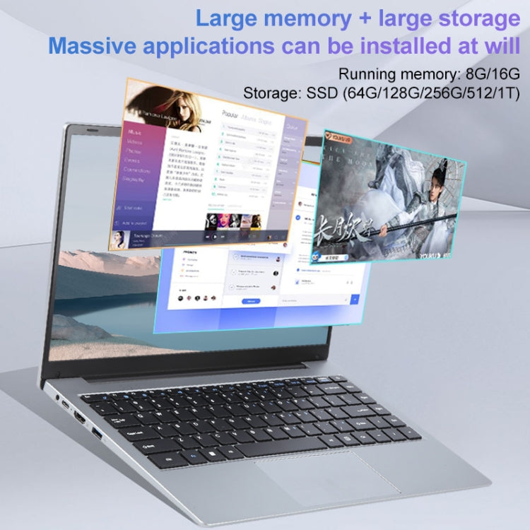 14 inch Windows 11 Laptop, 8GB+512GB, Gen 4th Intel Core i3 CPU, 180 Degree Rotation Axis(Silver) - Others by PMC Jewellery | Online Shopping South Africa | PMC Jewellery | Buy Now Pay Later Mobicred