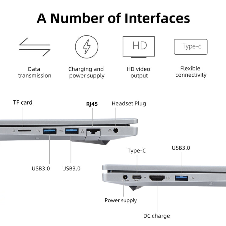 14 inch Windows 11 Laptop, 8GB+1TB, Gen 4th Intel Core i3 CPU, 180 Degree Rotation Axis(Silver) - Others by PMC Jewellery | Online Shopping South Africa | PMC Jewellery | Buy Now Pay Later Mobicred