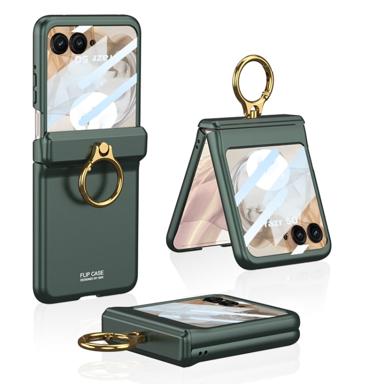 For Motorola Razr 50 GKK Integrated Magnetic Hinged Flip Case with Ring Holder(Green) - Motorola Cases by GKK | Online Shopping South Africa | PMC Jewellery | Buy Now Pay Later Mobicred