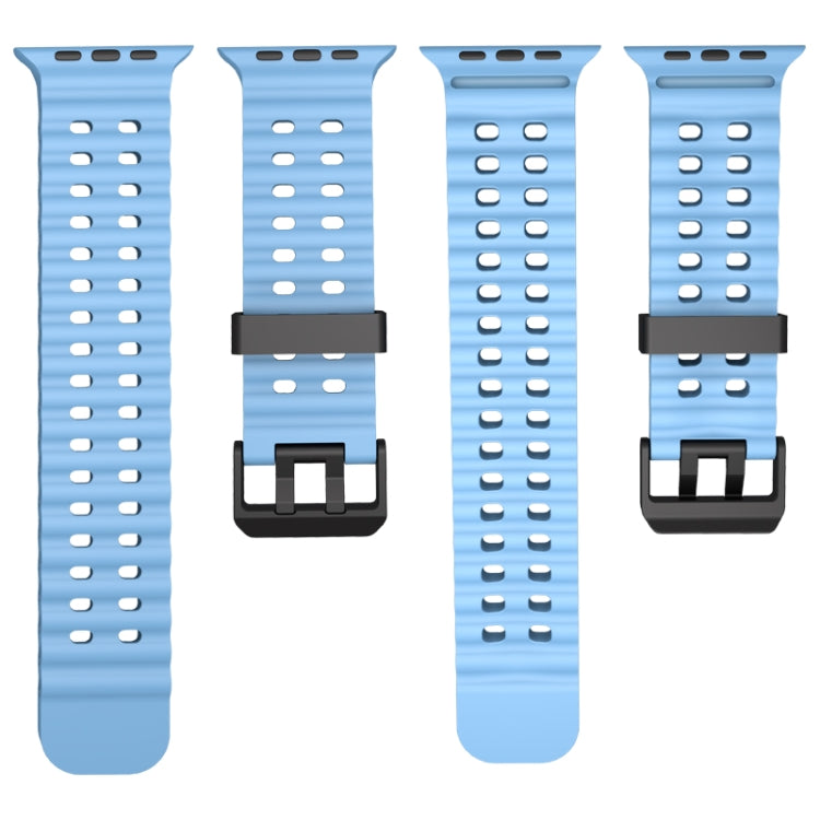 For Apple Watch SE 44mm Ocean Dual-Row Hole Silicone Watch Band(Blue) - free shipping - PMc TechLife - Order now!