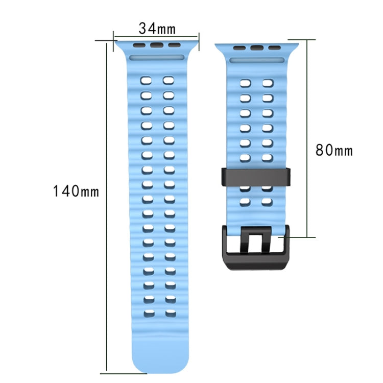 For Apple Watch SE 44mm Ocean Dual-Row Hole Silicone Watch Band(Starlight) - free shipping - PMc TechLife - Order now!