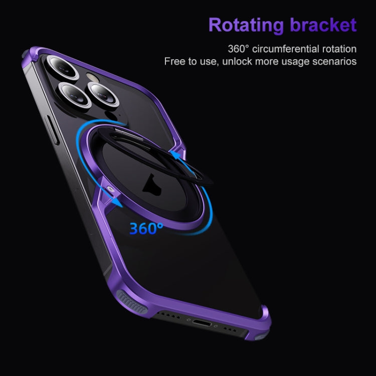 For iPhone 16 Pro Frameless Rotation Holder Magsafe Metal Phone Case(Dark Purple) - iPhone 16 Pro Cases by PMC Jewellery | Online Shopping South Africa | PMC Jewellery | Buy Now Pay Later Mobicred