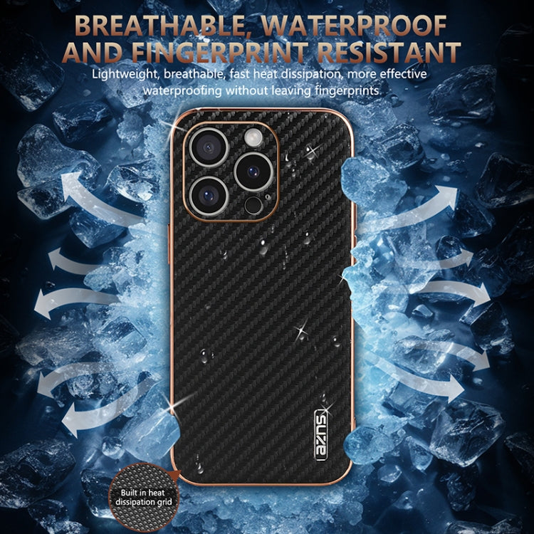 For iPhone 16 Pro Max AZNS Electroplated Edge Carbon Fiber Texture Phone Case(Black) - iPhone 16 Pro Max Cases by AZNS | Online Shopping South Africa | PMC Jewellery | Buy Now Pay Later Mobicred