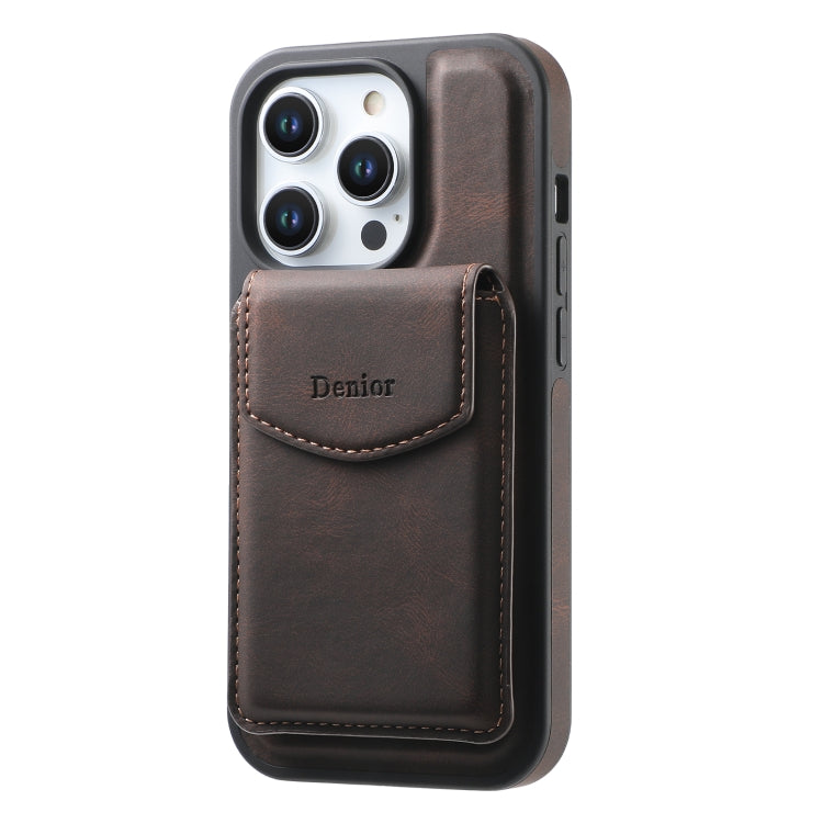 For iPhone 16 Pro Max Denior D19 Skin Feel MagSafe Detachable Card Slot Phone Case(Brown) - iPhone 16 Pro Max Cases by Denior | Online Shopping South Africa | PMC Jewellery | Buy Now Pay Later Mobicred