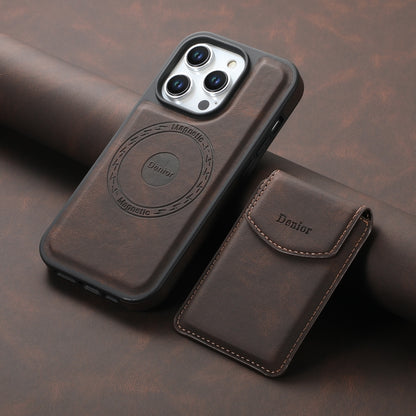 For iPhone 16 Pro Denior D19 Skin Feel MagSafe Detachable Card Slot Phone Case(Brown) - iPhone 16 Pro Cases by Denior | Online Shopping South Africa | PMC Jewellery | Buy Now Pay Later Mobicred