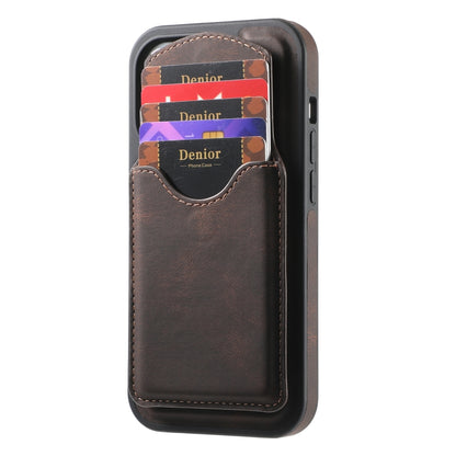 For iPhone 16 Pro Denior D19 Skin Feel MagSafe Detachable Card Slot Phone Case(Brown) - iPhone 16 Pro Cases by Denior | Online Shopping South Africa | PMC Jewellery | Buy Now Pay Later Mobicred