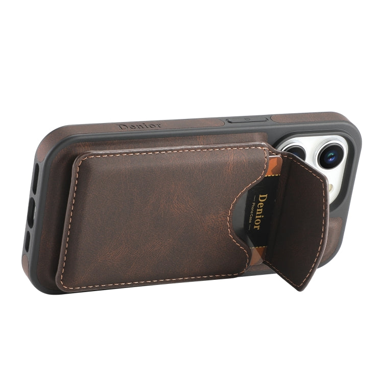 For iPhone 16 Pro Denior D19 Skin Feel MagSafe Detachable Card Slot Phone Case(Brown) - iPhone 16 Pro Cases by Denior | Online Shopping South Africa | PMC Jewellery | Buy Now Pay Later Mobicred