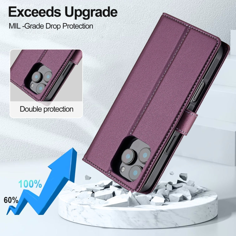 For iPhone 16 Pro LC.IMEEKE L2 Series Detachable Magsafe PU Phone Case with Lanyard(Purple) - iPhone 16 Pro Cases by LC.IMEEKE | Online Shopping South Africa | PMC Jewellery | Buy Now Pay Later Mobicred